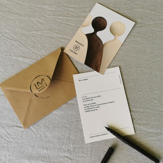 Carte cadeau pour objet en bois